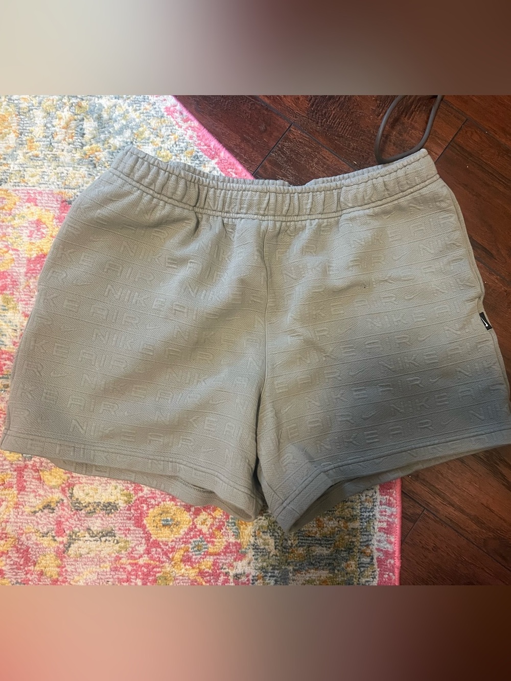 Nike Women's Light Olive Textured Elastic-Waist Shorts
